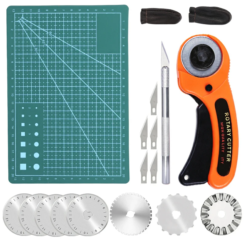 

MIUSIE Leather Cutting Tool Rotary Cutting Knife A5 Cutting Mat Leather Tools Set Carving Skiving Sculpture Knife Tools Kit