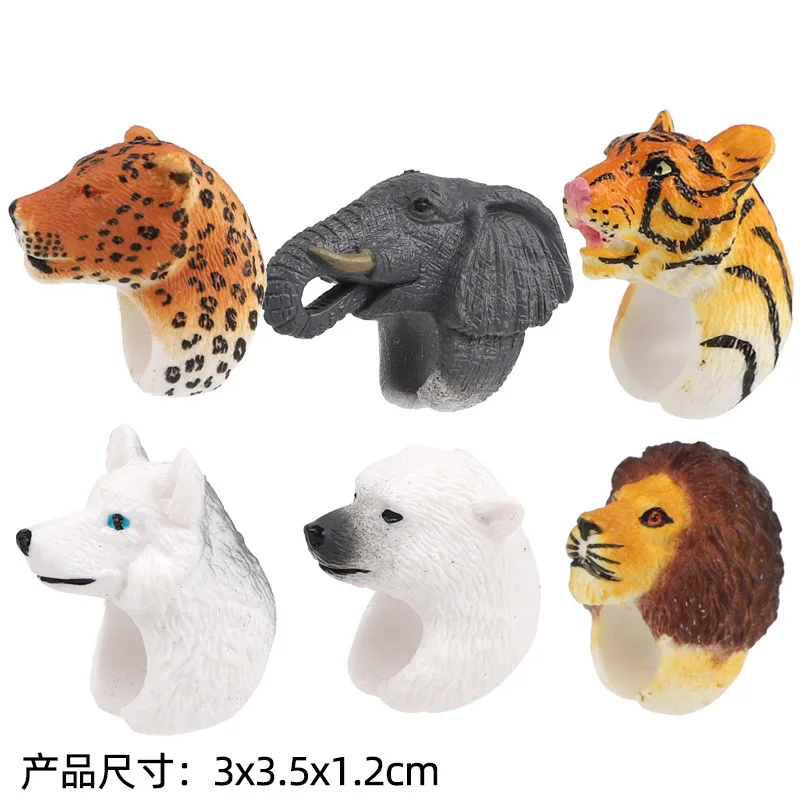 Children's Dinosaur Ring Science Education Toys Simulation Dinosaur Wildlife Birds Cognitive Model Ring Toy 6Pcs 1 Set