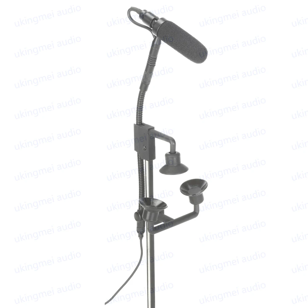 Supercardioid Condenser Microphone for Trumpet Saxophone Violin Acoustic Guitar with Adjustable Clamps 48V Phantom Power Module