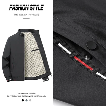 الخريف رقيقة 8XL الأعمال سترة الرجال ربيع الخريف الذكية معاطف غير رسمية الرجال الوقوف طوق جاكيتات سترة الطيار ملابس رجالي 5