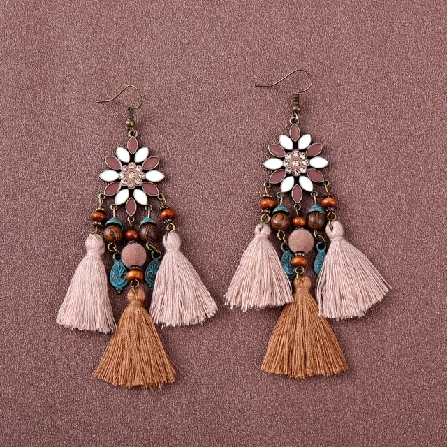 Everstylish Black Boho Earrings Bohemian Ethnic Style Handmade