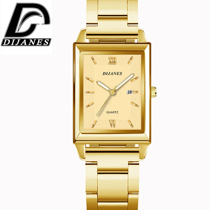 

DIJANES New Square Men's Watch Steel Band Business Men's Quartz Watch Men's Leisure Student Watch Relogio Masculino