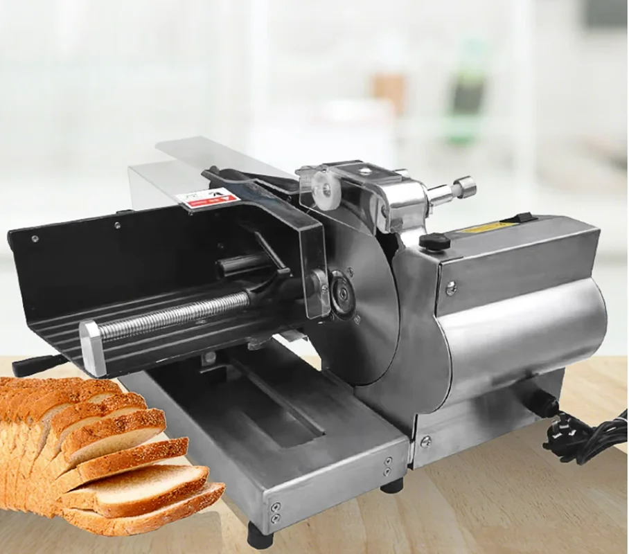 

Manual Thickness Adjustment 5-40MM Commercial Bread Cutting Machine Small Toaster Slicer 220V