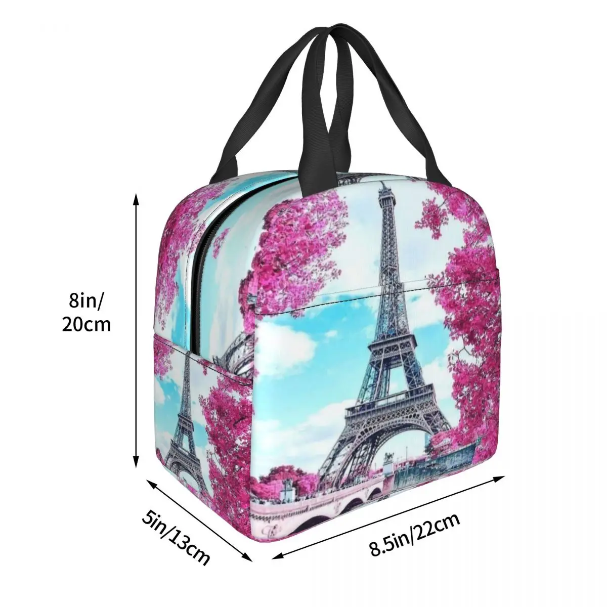 Eiffel Tower Paris Floral Lunch Boxes Women Romantic Landscape Thermal Cooler Food Insulated Lunch Bag School Children Student