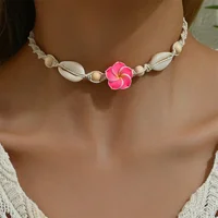Collier ras du cou bohème en coquillage pour femme, pendentif fleur douce, ULtissée à la main, accessoire de bijoux de cou, mode estivale 2