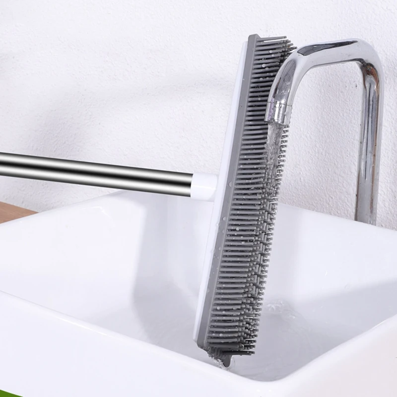 Rastrillo de alfombra de escoba de goma con mango largo, removedor de pelo de mascotas, pelusa, suelo de madera dura, sin araƱazos - Imagen 3