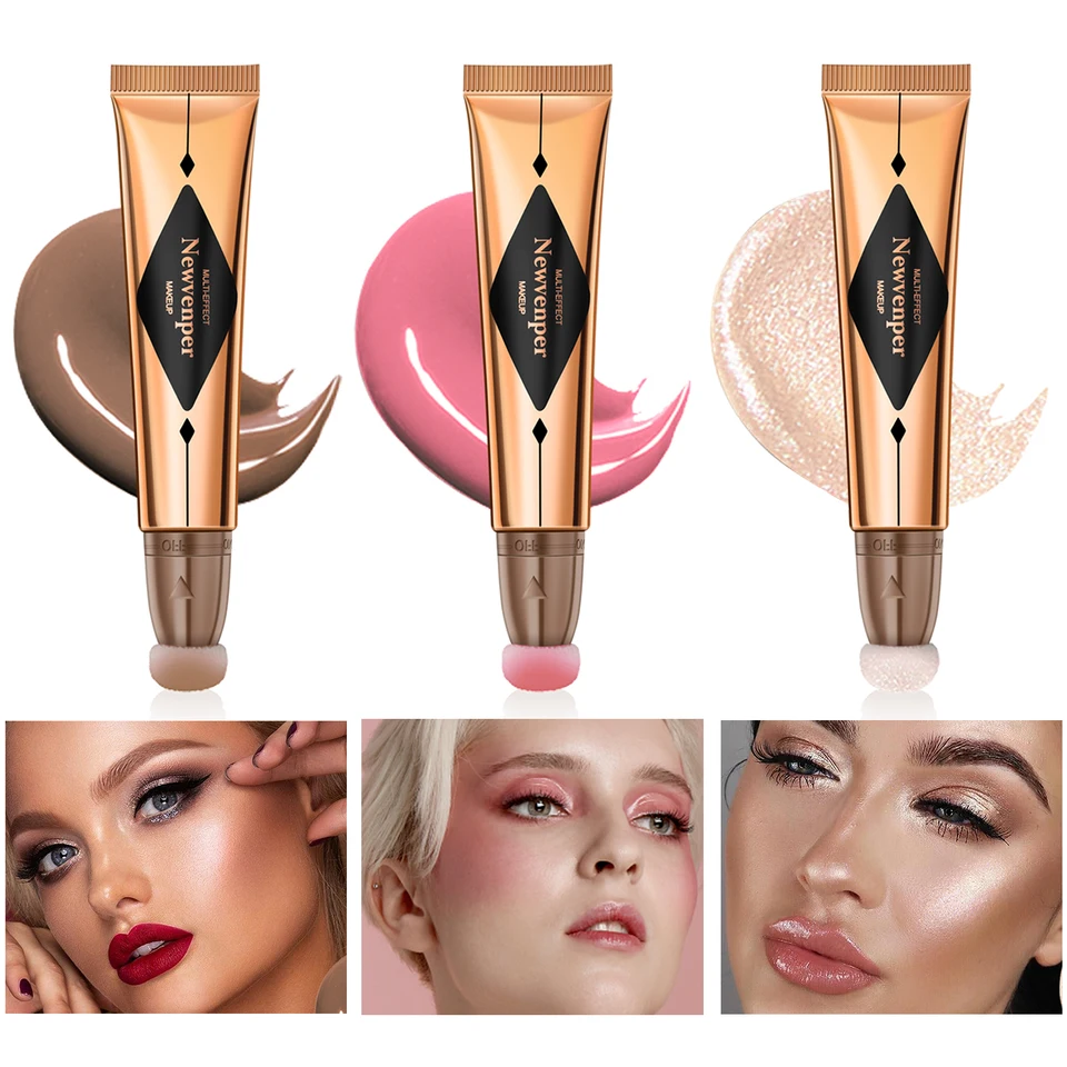 3 Piece Liquid Contour Highlighter Blush Makeup Set