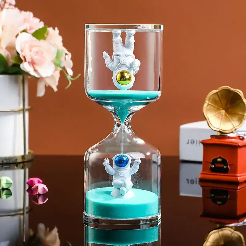 5/10/30/60 Min Creative Astronaut Sand Clock Hourglass Timer Transparent Glass Gifts As Delicate Home Decorations Pendant New