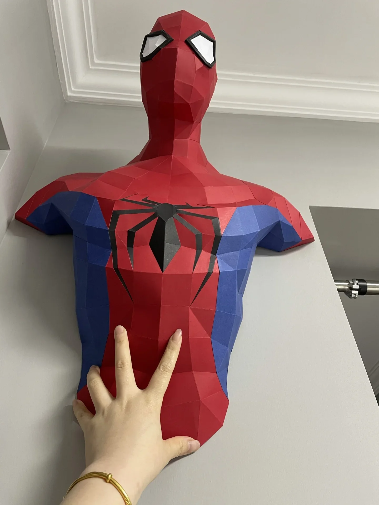 DIY 캡틴 아메리카 스파이더 히어로 3D 퍼즐 종이 모델, 조각상 걸이식 벽 장식, 수제 기하학적 종이 접기 모델