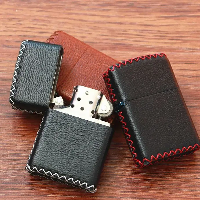 

Genuine Leather Lighter Case Cowhide Custom Protective Sleeve Lighter Storage Holster Belt Bag Handmade for Zippo Lighter Shell