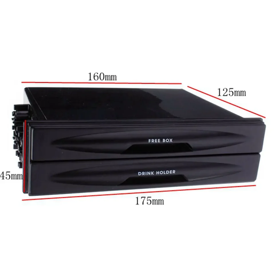 2 in 1 Autoradio Opbergdoos, Fydun Multifunctioneel ABS Universeel 1DIN 2- laags Zwarte Bekerhouder Enkele Din Bekerhouder voor Het Verzamelen van Items