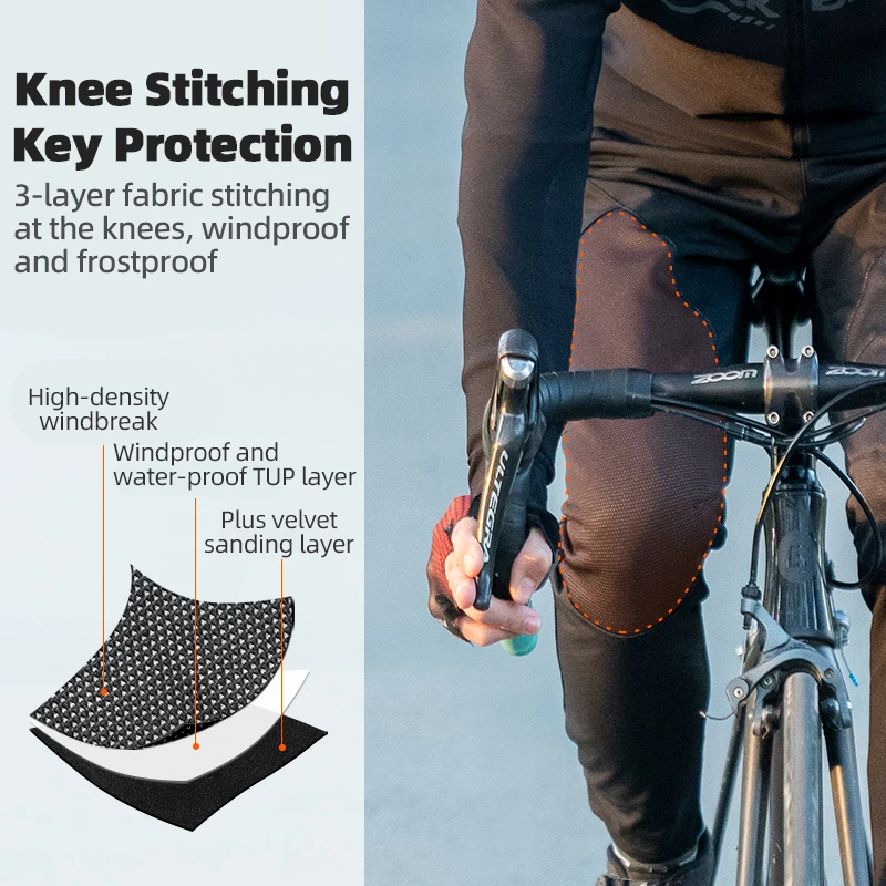 ROCKBROS Winter Bike Pants Thermal Fleece Bicycle Long Pants Reflective Windproof Warm Cycling Men Women Sports Trousers