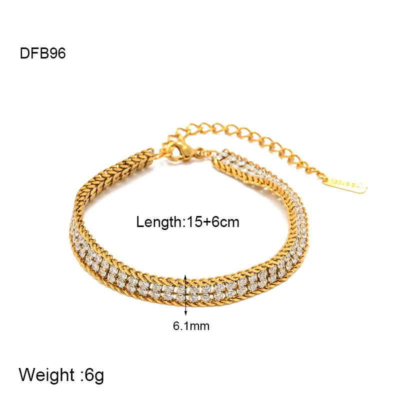 Neuankömmling 18 Karat vergoldete Edelstahl perlen Herz Armband Weizen Doppels chicht Zirkonia Stein Armband für Mädchen Geschenk – Detail 2