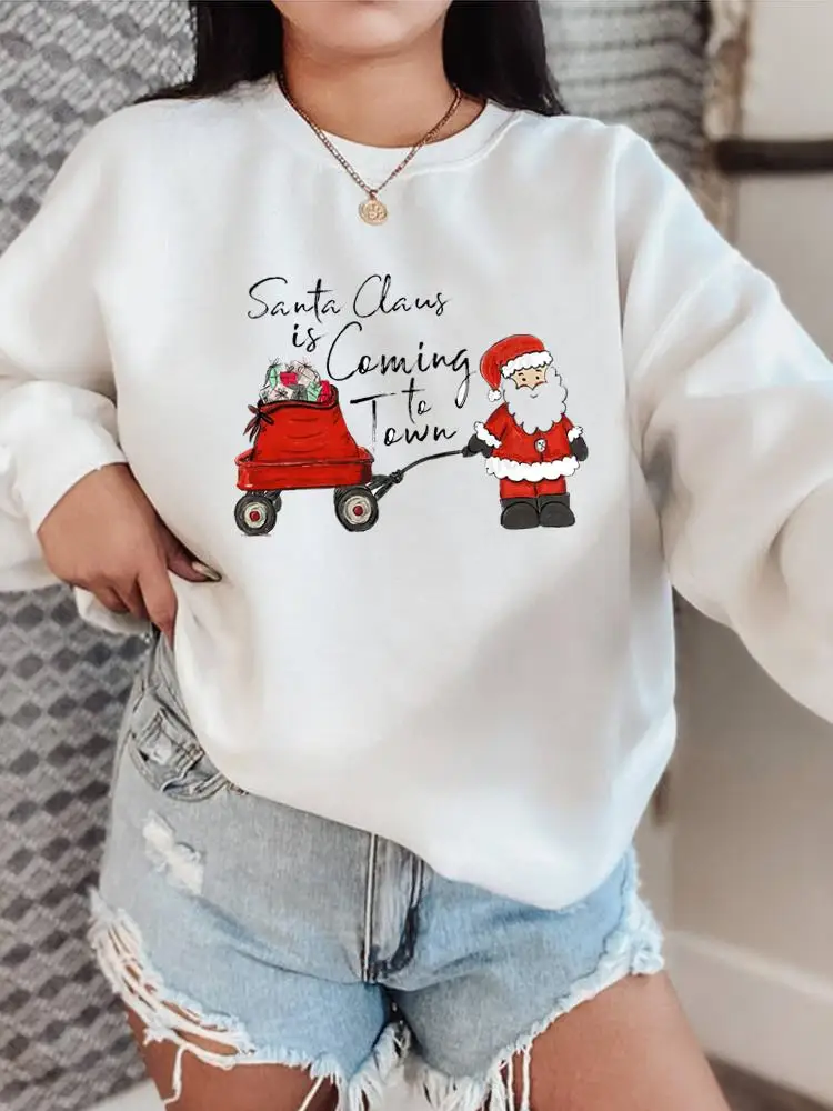 

Cartoon Santa Claus Trend 90s Christmas Holiday New Year Pullovers O-neck Fashion Clothing Women Female Graphic Sweatshirts