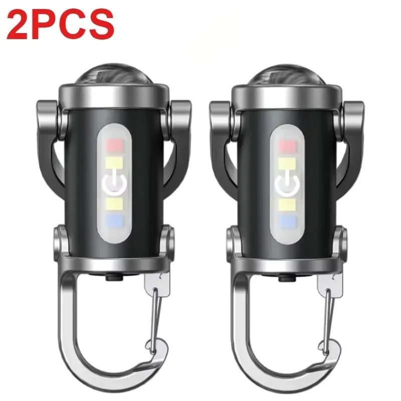 Compact Rechargeable Multi-Functional Keychain Flashlight with 6 Modes