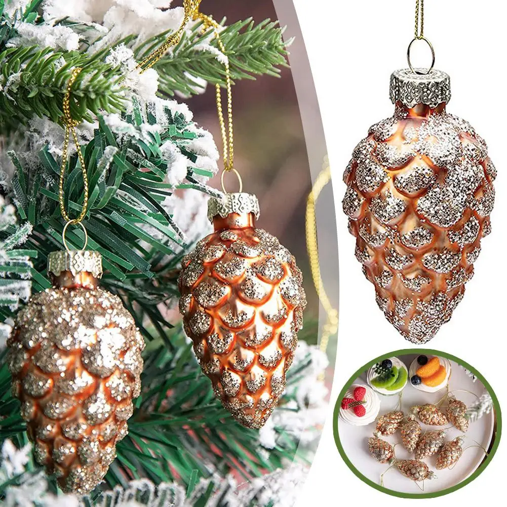 Palline Di Pigna Ciondolo Albero Di Natale Ciondoli Appesi Dipinti Di Natale Decorazione Albero Di Buon Natale Per La Casa Ornamento Di Natale E8V2