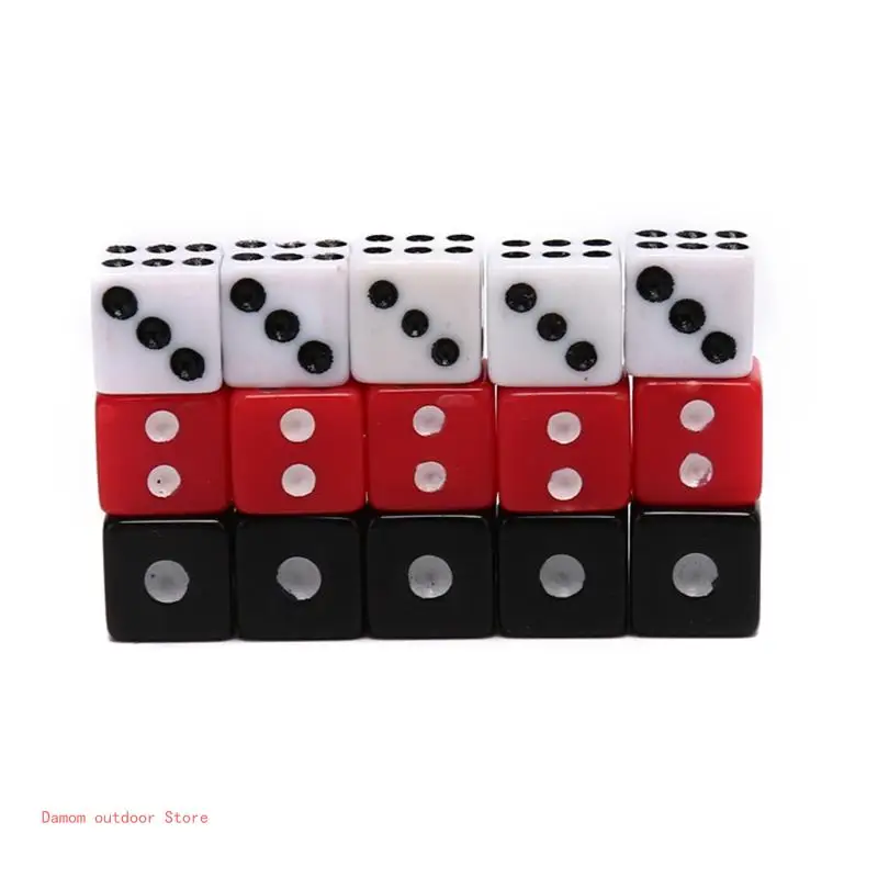 100Pcs Acrylic 6 Sided D6 Faces 8mm Digital Number Cubes Square Corner Educational DIY Board Game Props