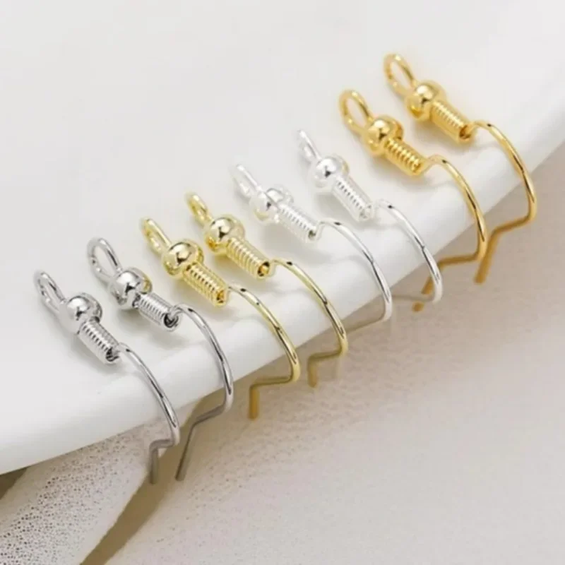 DIY Curved Ear Hook Electroplating Earring Hooks Metal Earring Clasp Iron Ear Hooks Bright Earrings Jewelry Making Accessories