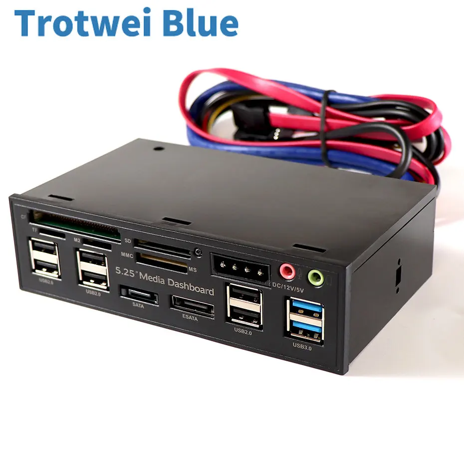 5.25 inch Media Dashboard Front Panel USB 3.0 / 2.0 HUB eSATA SATA Audio Multi Card Reader for Computer Case Optical Drives Bay