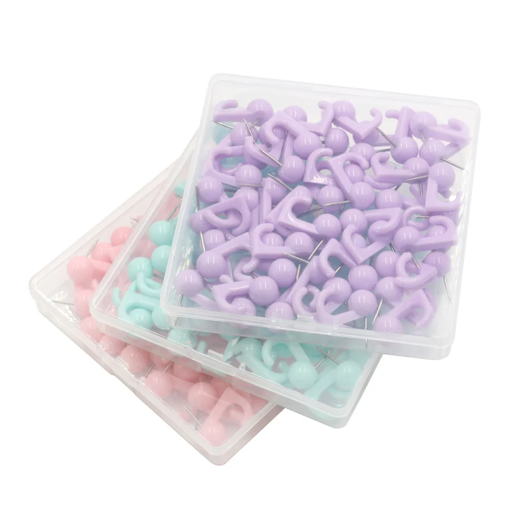 50pcs Hook Pushpins Nails Macaron Color Student Cork Board Pushpin Stationery Nails Thumb Tacks Hanger Wall Pins Corkboard