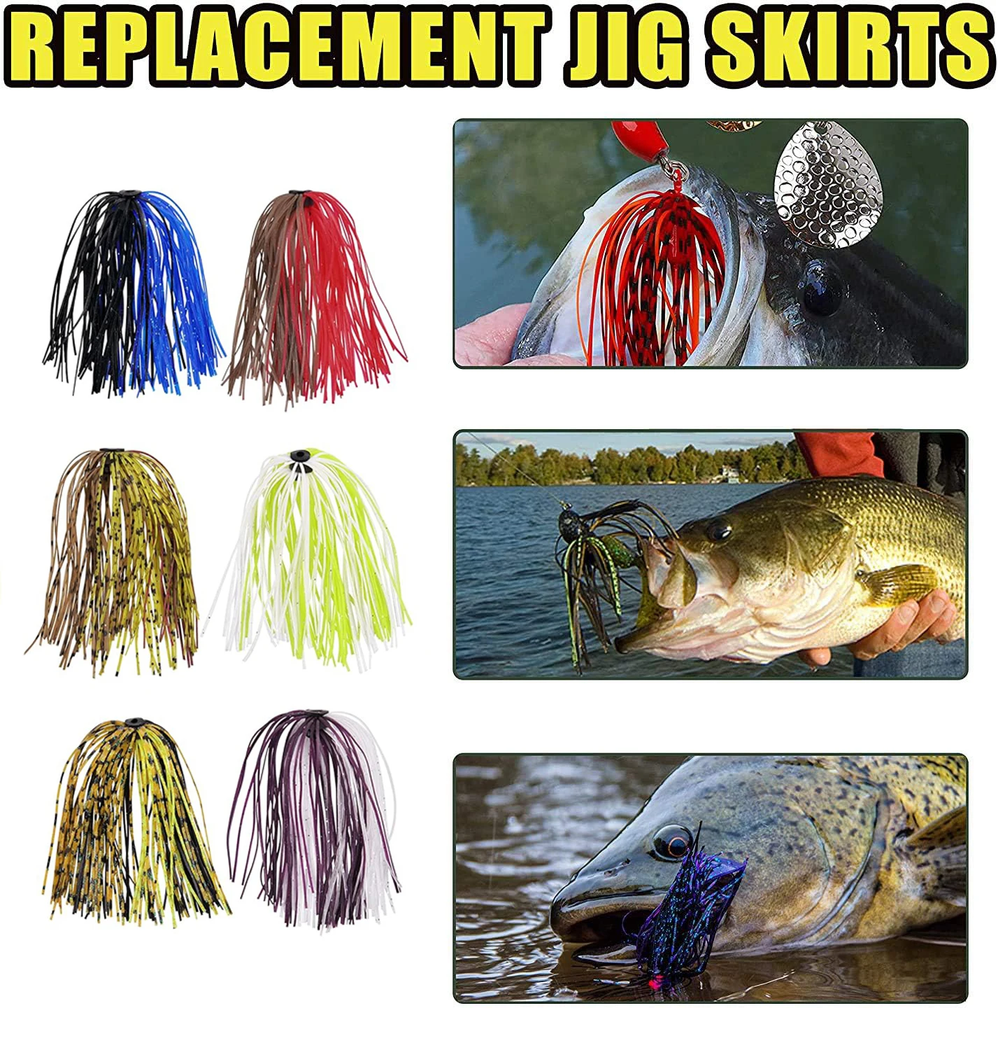 Easy Catch 10pcs Mixed Color Fishing Rubber Jig Skirts 50 Strands