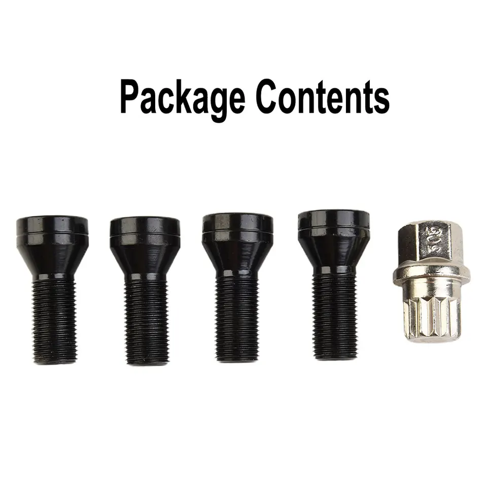 Lot De 4 écrous Antivol Pour Jantes BMW/MINI - Filetage M14x1,25 Ou M12x1,5, Acier Noir, Clé Incluse