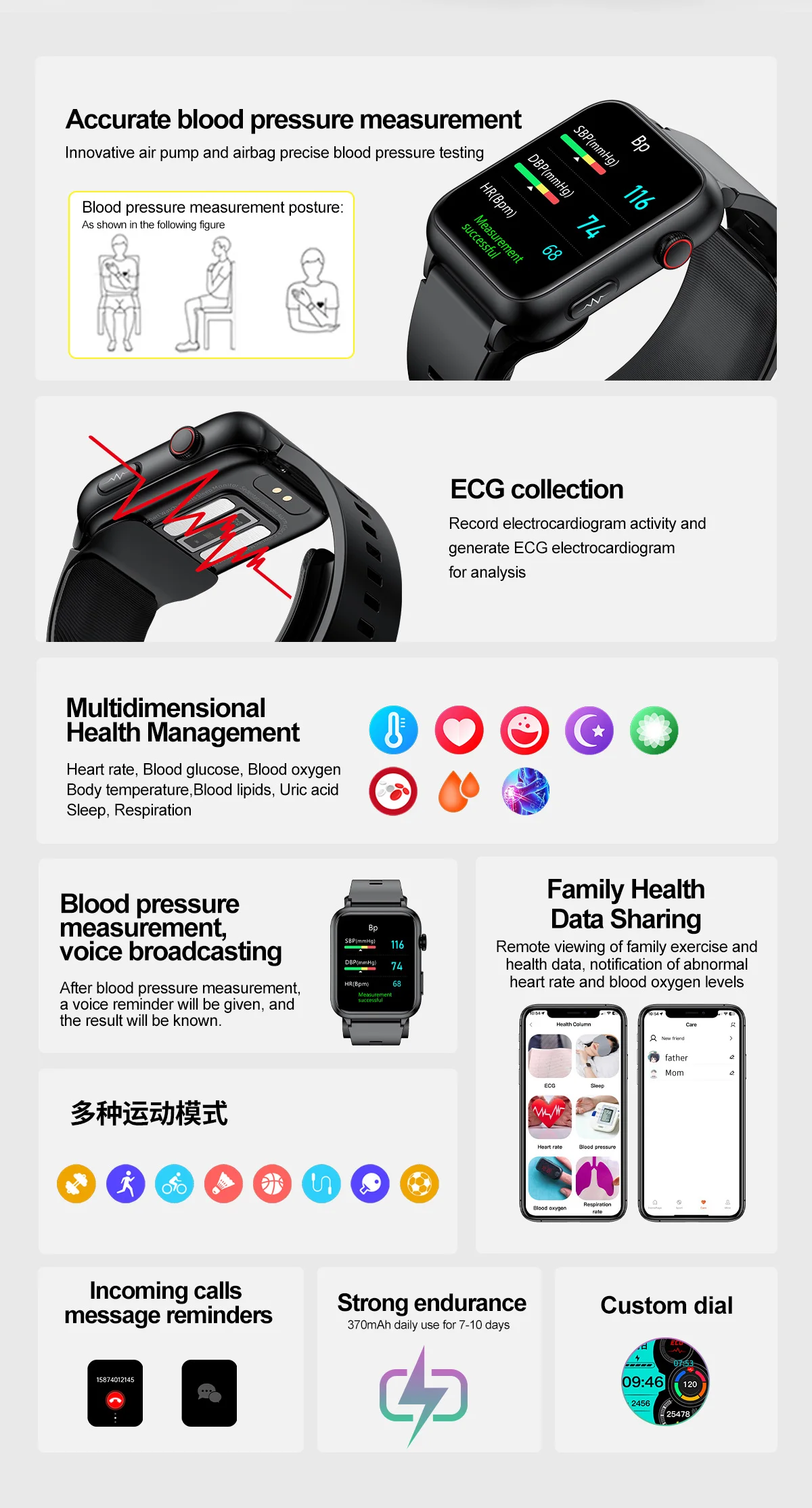 TK63 Smart Watch 1.91 inch full touch screen Air Pump+Airbag blood pressure voice broadcast Healthy smartwatch for Men Women 3