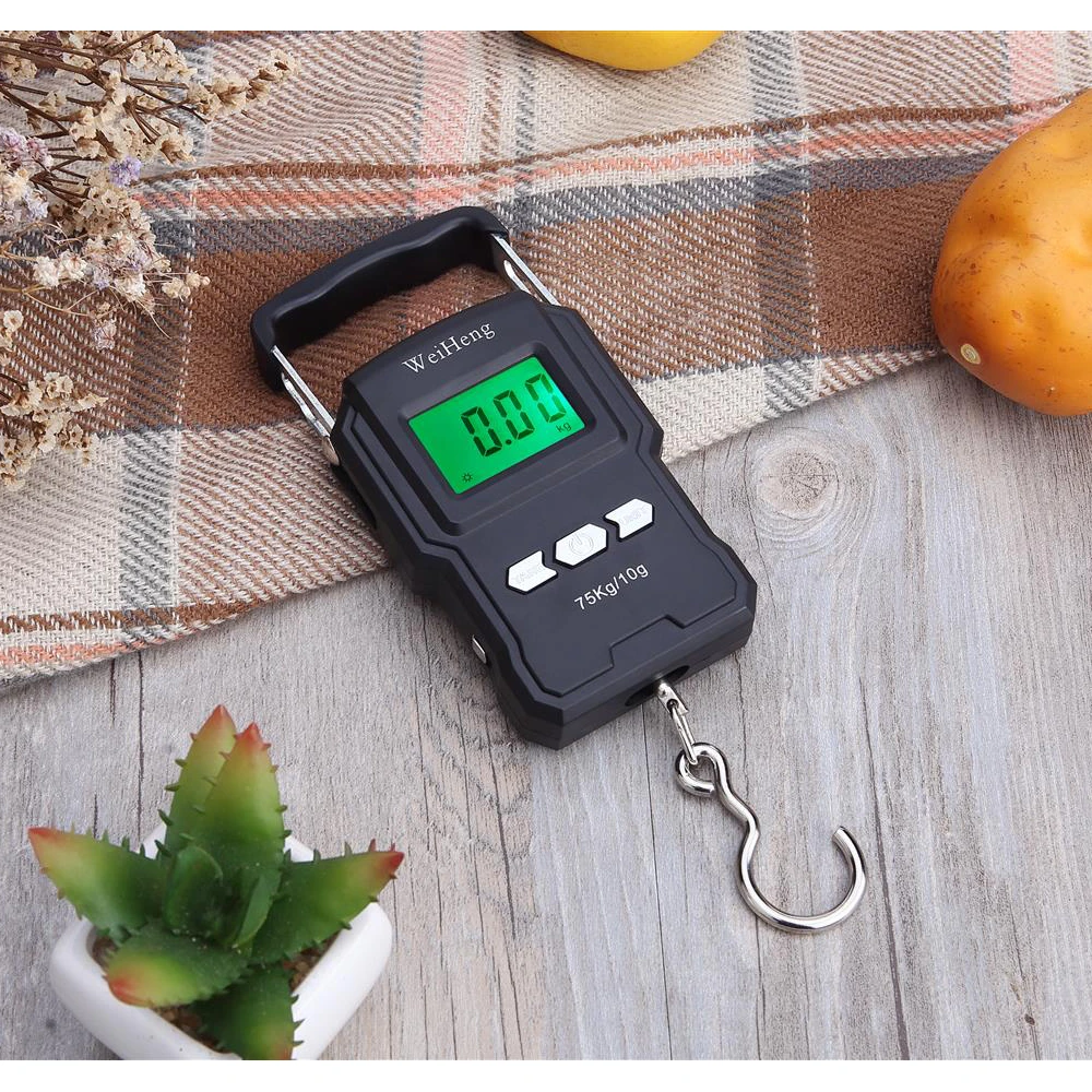 ESPLB 75kg/10g Tape Measure Digital Scale Portable BackLight Fishing Hanging Hook Scale 1M Ruler
