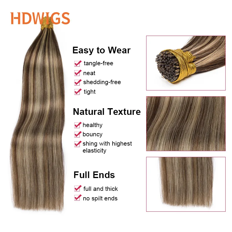 Straight ITIP Hair Extension Human Hair HDWIGS 100% Natural Human Hair 50pcs Per Set Human Fusion Hair Keratin Capsule for Women