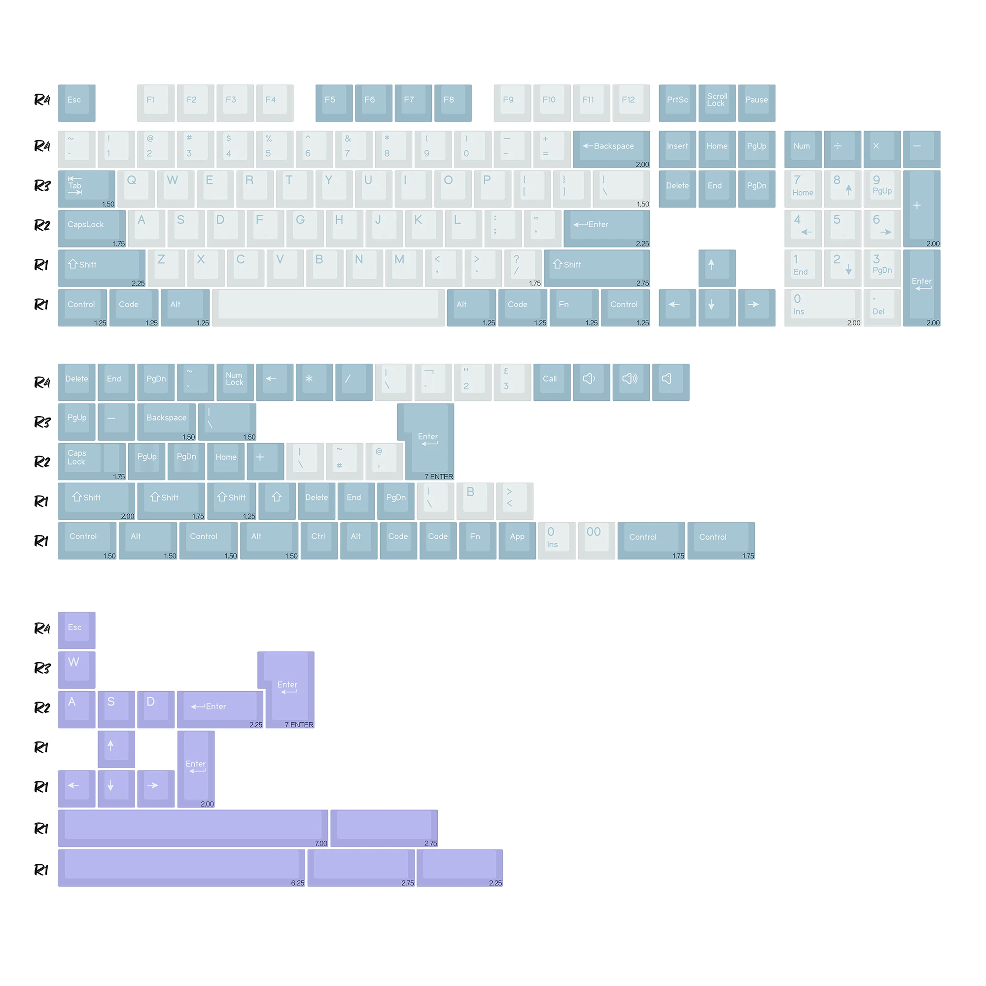 Cherry Profile PBT Double Shot Keycap Set - GMK Carbon Design, 176 Keys