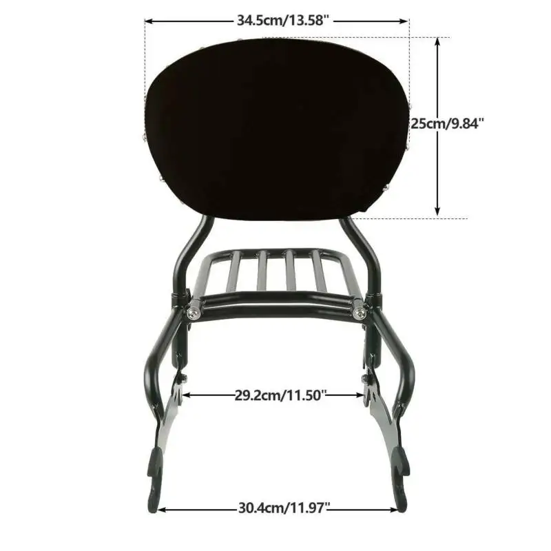 Motorcycle 12" Backrest Sissy Bar Pad Luggage Rack For Indian Chief Vintage Classic Dark Horse
