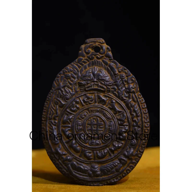 

Коллекция тибетских храмов 4 дюйма, старая бронзовая карточка цзюгун для сплетниц, амулет с головой Будды Ваджра, подвеска, волшебное оружие, городской дом, Экзорцизм