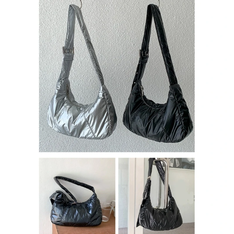 Stylish PU Crossbody Bag Adjustable Strap Shoulder Bag Cloud Bag for Women Men
