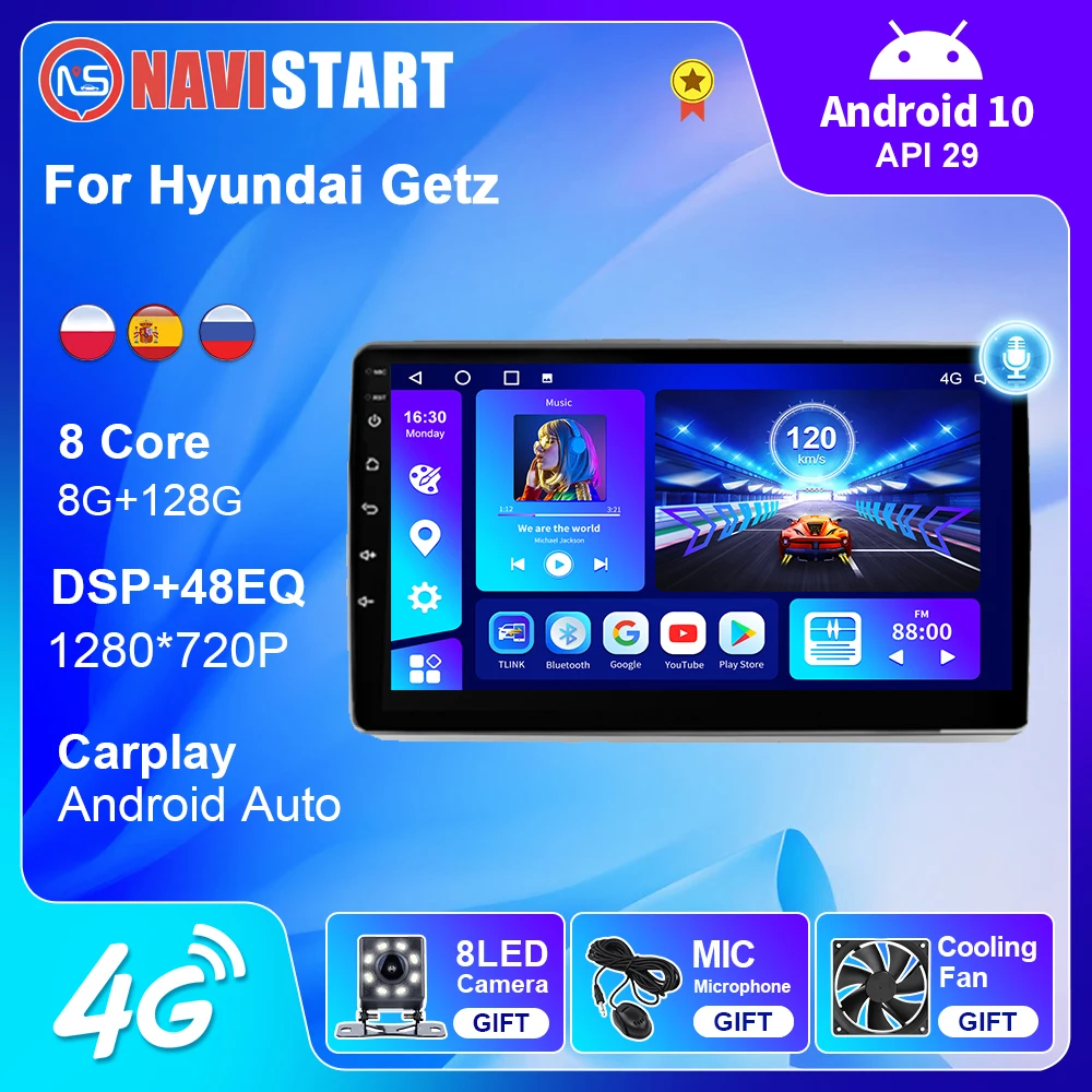 

NAVISTART Android Auto For Hyundai Getz 2004 2005 2006 Car Radio GPS Navigation 4G WIFI Carplay DSP 2 Din No DVD Player Android