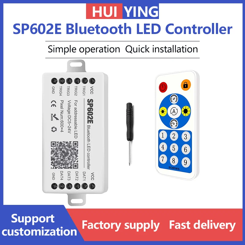 DC5V-24V SP602E 4 CH Signal Output WS2812B Music LED Controller Built in Mic WS2811 WS2815 LED Strip Light Bluetooth-compatible dc5 24v sp611e led controller dual output smart bluetooth music for 3pin 4pin 5050 rgb individually addressable strip panel ring