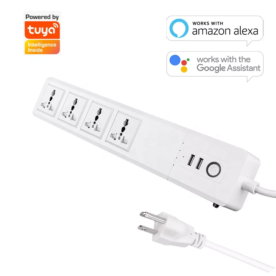 Wifi Smart Power Strip Uk Eu Us Type Power Socket Plug 4 Ac 4 Usb Quick