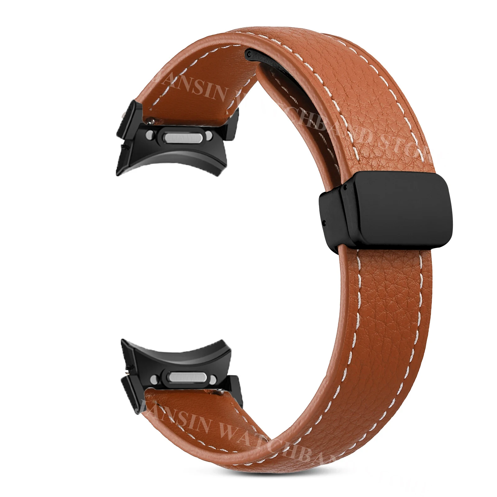 Seamless Leather Magnetic Buckle Watch Strap