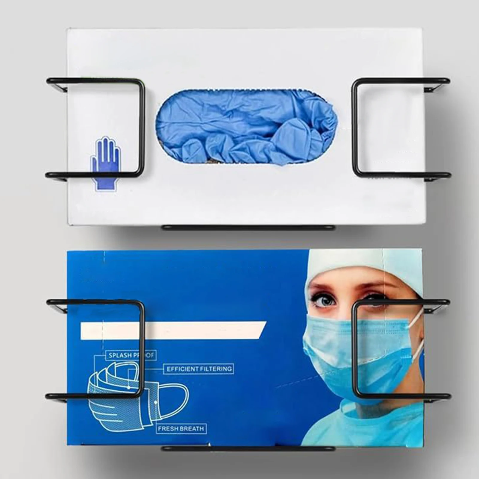 2Pcs Disposable Glove Dispenser Metal Glove Rack, Versatile Rubber Gloves Wall Mount Wire Rack Box for Kitchen Organizer Latex 3