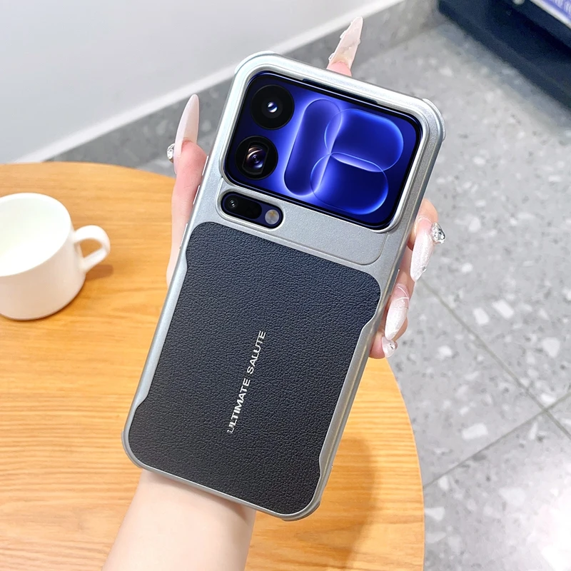 ELVEV Magnetic Luxury PU Leather Shockproof Phone Case with Metal Frame Protection