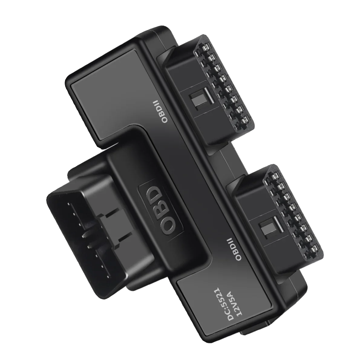 Universal 16-Pin OBD2 Splitter Expansion Cable with DC5521 Connector