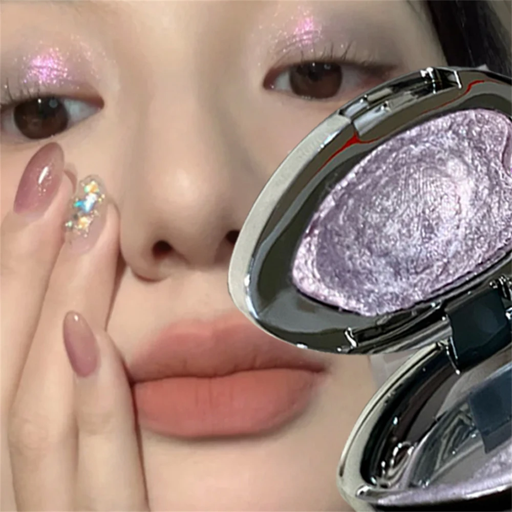 Description Picture 3 of itemSmoked Punk Green Pearl Eyeshadow Diamond Metallic Brighten Mashed Potato Glitter Highlighter Plate Makeup Sparkling Chameleon