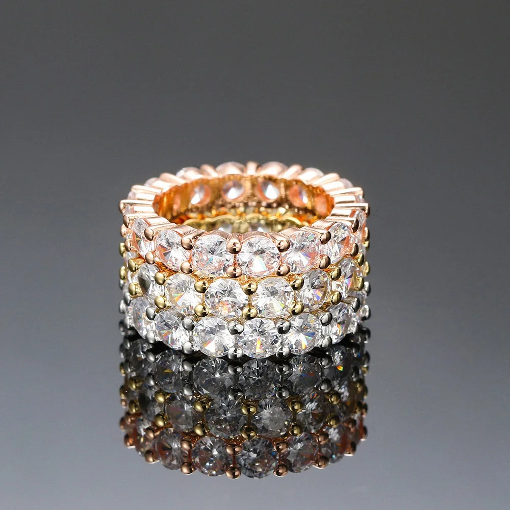 Iced Out Ring for Women Punk Hiphop AAA+ Cubic Zirconia Gold Color Crystal Rings Accessories OHR051