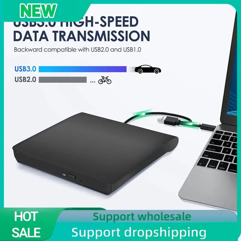 Solid External CD DVD +/-RW Drive, USB 3.0 & USB-C Portable CD & DVD ROM Burner Player Reader Writer Rewriter Disc Drive