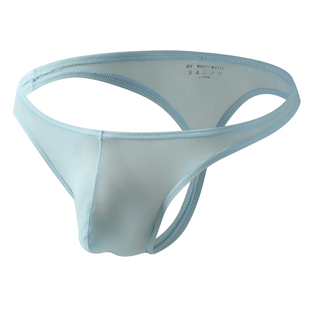 

Sexy Men Summer Ice Silk U Convex Low Waist Transparent Underwear Shorts Briefs Underpants Panties Traceless Solid Mens T-back