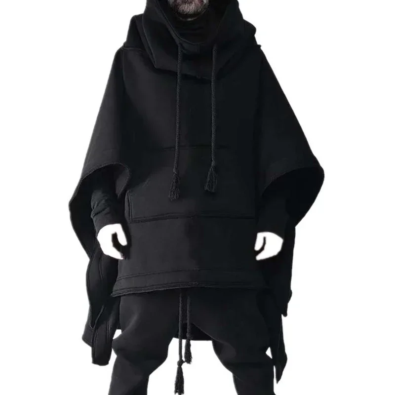 Men's Personality Cape Cape Long Bat Sleeve Coat Cape Hoodie Short