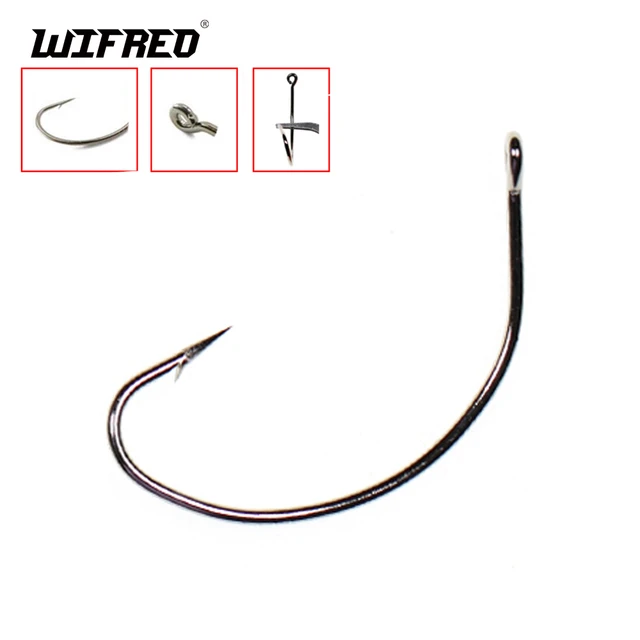Wifreo 100PCS Barbed Wide Gap Crank Worm Fishing Hooks Offset Saltwater  Freshwater Live Lure Shiner Fishhook
