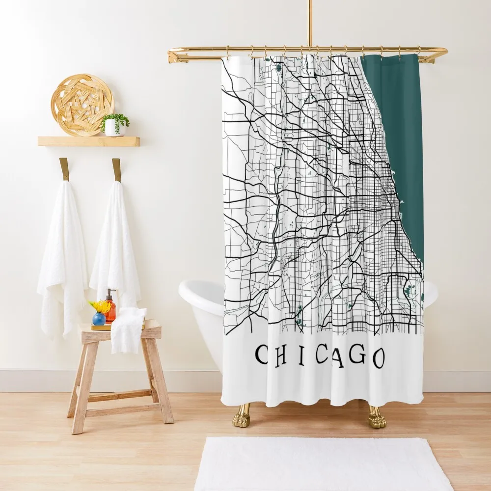 Chicago Map Shower Curtain Curtains In The Bathroom