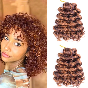 12inch Synthetic Loose Ocean Wave Crochet Hair Wavy Hairstyle For Women Deep Wave Ombre Braiding Hair Extensions Heat Resistant 1