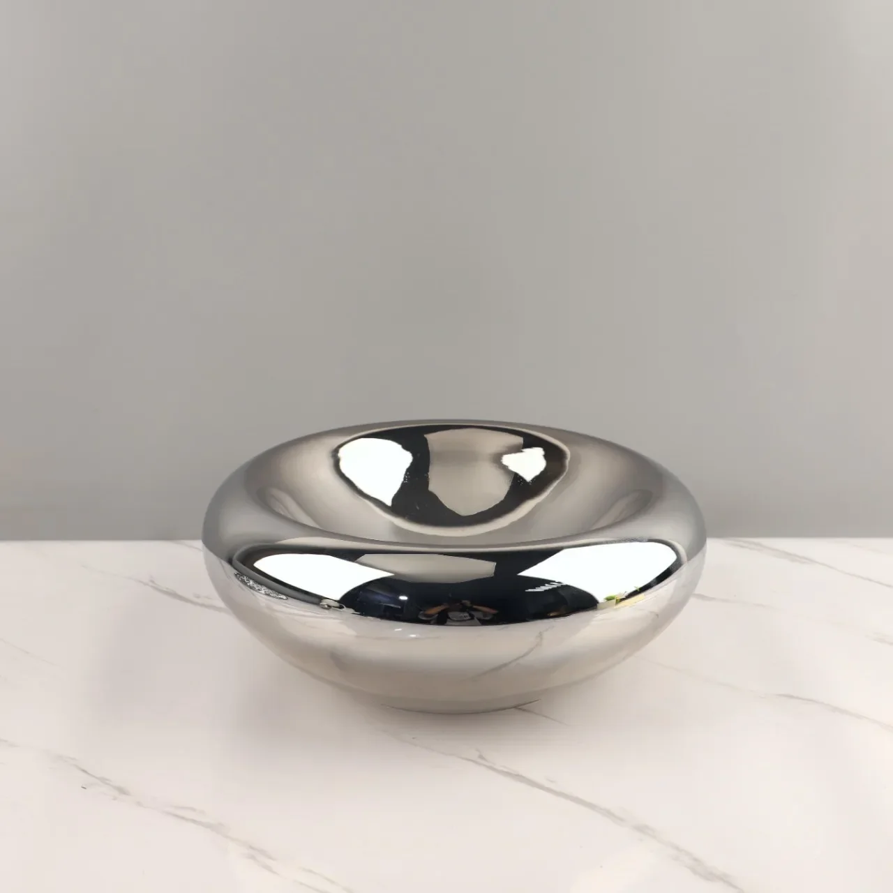 Glass Craft Round Fruit Bowl Silver Flying Saucer Storage Tray Desktop Storage Container Trays Decorative Jewelry Dish 3