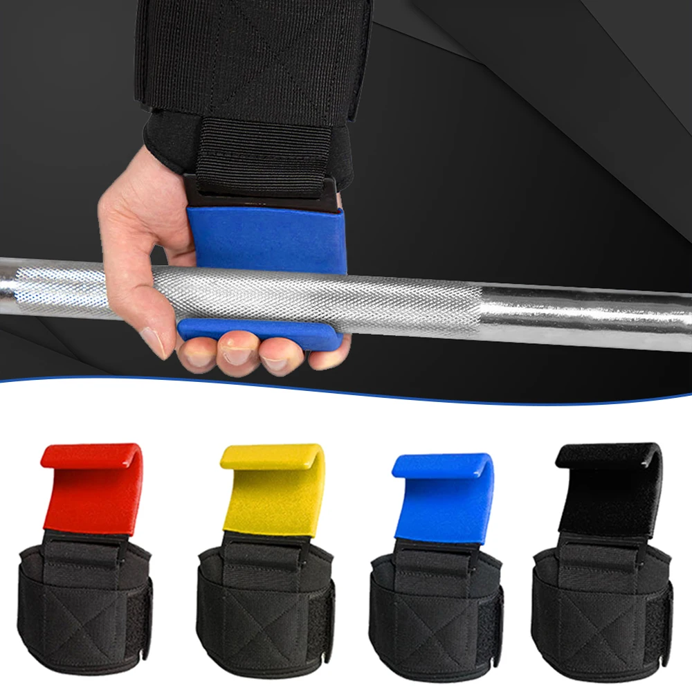 Weight Lifting Hook Grips Padded With Wrist Wraps Hand Bar Powerlifting